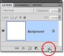 The New Layer icon di panel Layers di Photoshop. Gambar © 2011 Photoshop Essentials.com.