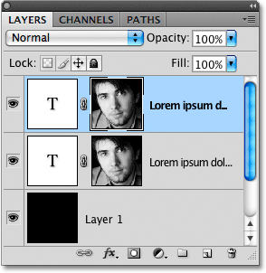 Creating a copy of the type layer in Photoshop. Image © 2009 Photoshop Essentials.com.