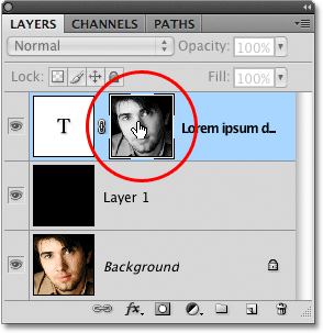 Switching keluar dari modus tampilan layer mask. Image © 2009 Photoshop Essentials.com.