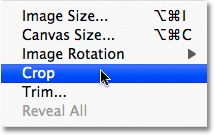 Selecting the Crop command in Photoshop. Image © 2009 Photoshop Essentials.com.