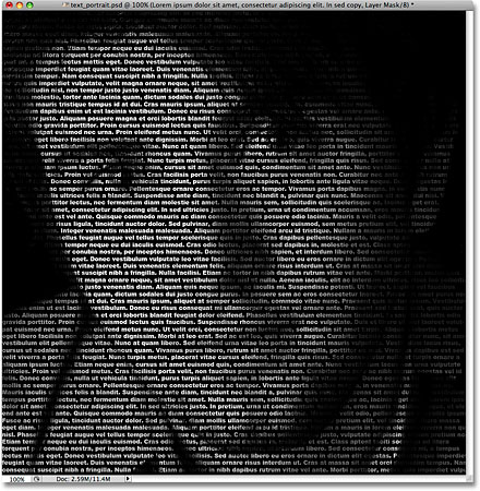 Photoshop text portrait effect. Image © 2009 Photoshop Essentials.com.