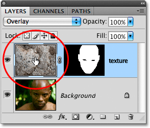 Mengklik pada lapisan thumbnail preview pada panel Layers. Image � 2009 Photoshop Essentials.com.