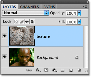 The Layers panel in Photoshop. Image © 2009 Photoshop Essentials.com.