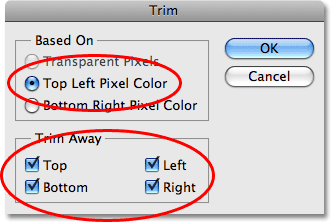 Trimming away the extra canvas space in Photoshop. Image © 2009 Photoshop Essentials.com.