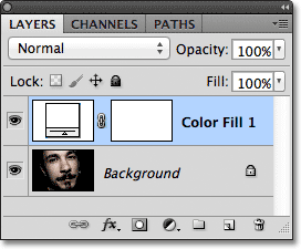 The new Solid Color fill layer appears in the Layers panel. Image © 2011 Photoshop Essentials.com.