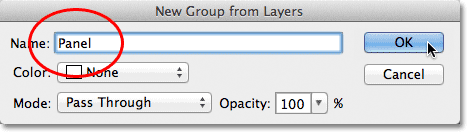 The New Group from Layers dialog box in Photoshop. Image © 2011 Photoshop Essentials.com.