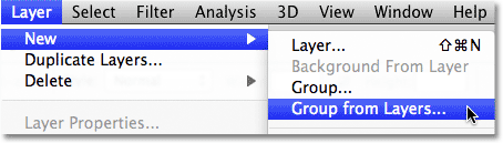 The New Group from Layers command in Photoshop. Image © 2011 Photoshop Essentials.com.