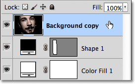 Clicking on the Background copy layer to select it. Image © 2011 Photoshop Essentials.com.