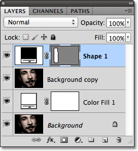 The Shape layer sits at the top of the layer stack. Image © 2011 Photoshop Essentials.com.