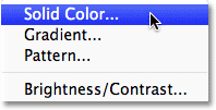 Selecting a Solid Color fill layer in Photoshop. Image © 2011 Photoshop Essentials.com.