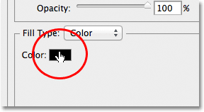 Clicking on the color swatch for the stroke in the Layer Style dialog box. Image © 2011 Photoshop Essentials.com.