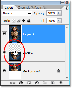 Right-click (Win) / Control-click (Mac) on the thumbnail of Layer 1.