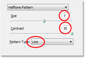 The Halftone Pattern options.