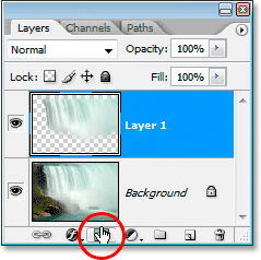 Mengklik 'Add A Layer Mask' icon di bagian bawah palet Layers.