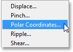 Memilih Polar Koordinat saringan. Image © 2013 Photoshop Essentials.com