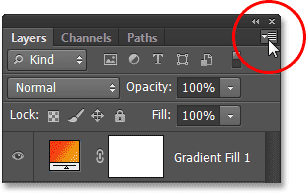 Clicking the Layers panel menu icon. Image © 2013 Photoshop Essentials.com