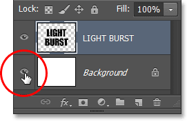 Mengklik ikon visibilitas Layer. Image © 2013 Photoshop Essentials.com