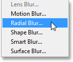 Memilih Radial Blur filter. Image © 2013 Photoshop Essentials.com