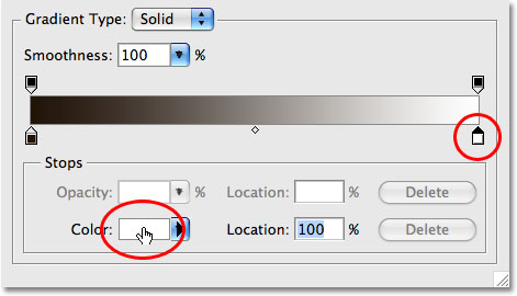 Photoshop's Gradient Editor. Image © 2009 Photoshop Essentials.com.