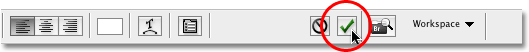 Click the checkmark in the Options Bar to accept the text. Image © 2008 Photoshop Essentials.com.