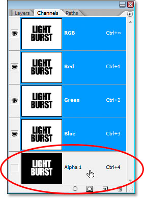 Photoshop Effets de texte: La sélection enregistrée comme un nouveau canal dans les canaux de la palette Photoshop