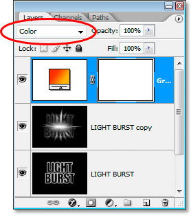 Photoshop Efek Teks: Mengubah modus untuk paduan warna