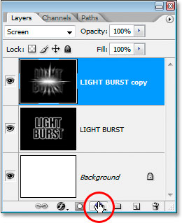 Effets de texte Photoshop: Cliquez sur l'icône Nouveau calque de réglage ou de remplissage