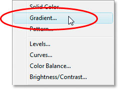 Photoshop Efek Teks: Pilih opsi lapisan Gradient mengisi