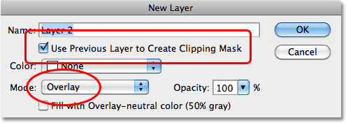 Photoshop New Layer dialog box. Image © 2010 Photoshop Essentials.com.