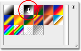 The Gradient Picker di Photoshop. Image © 2010 Photoshop Essentials.com.