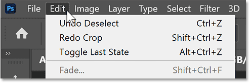 Going up to the Edit menu in Photoshop.