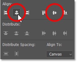 Clicking the Align Horizontal Centers and Align Vertical Centers options to center the custom shape on the canvas.