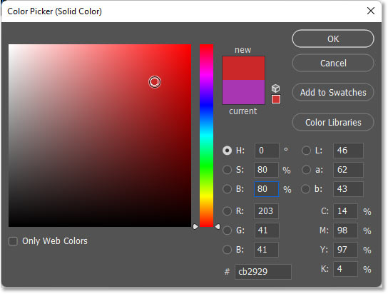 انتخاب رنگ پرکننده جدید برای شکل از Color Picker.