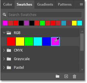 Clicking on a preset to set it as the shape's fill color