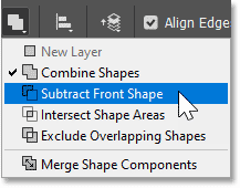 Choosing the Subtract Front Shape command.