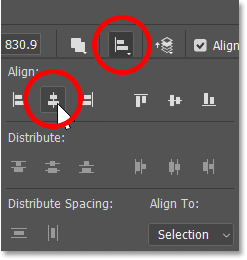 انتخاب Align Horizontal Centers از گزینه های Path Alignment.