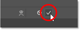 Clicking the checkmark to accept the shape.