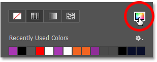 Clicking the custom color icon.