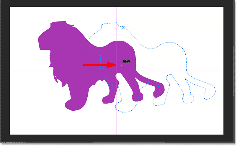 Repositioning the custom shape with the Path Selection Tool.