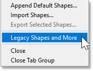 Loading the missing legacy shapes and more in Photoshop