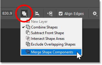 Choosing Merge Shape Components from the Path Operations menu.