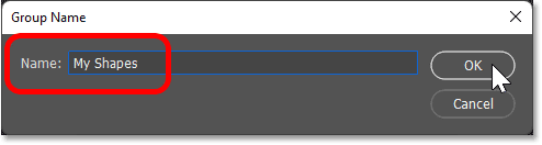 Naming the new shape group.