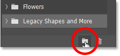 Clicking the New Group icon in the Shapes panel.