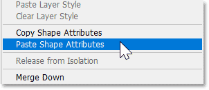 Choosing Paste Shape Attributes.