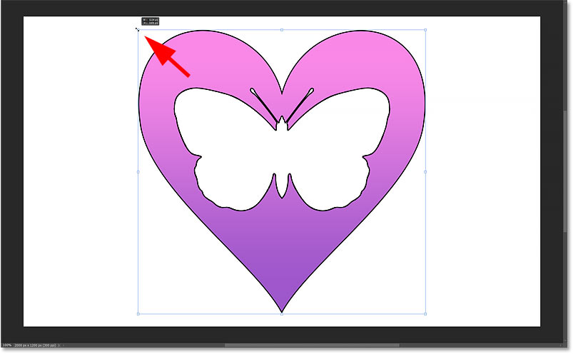 Resizing the merged shape using the Free Transform command