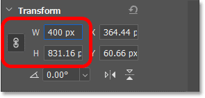 Changing the width of each blue shape in the Properties panel.