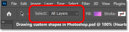 Setting Select to All Layers.