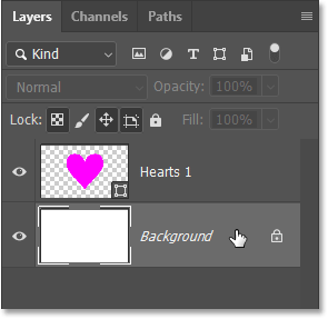 Selecting the Background layer in the Layers panel