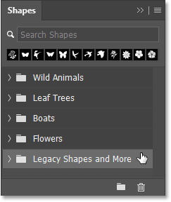 Selecting the bottom group in the Shapes panel.