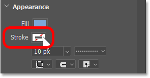 Setting the stroke to No Color.